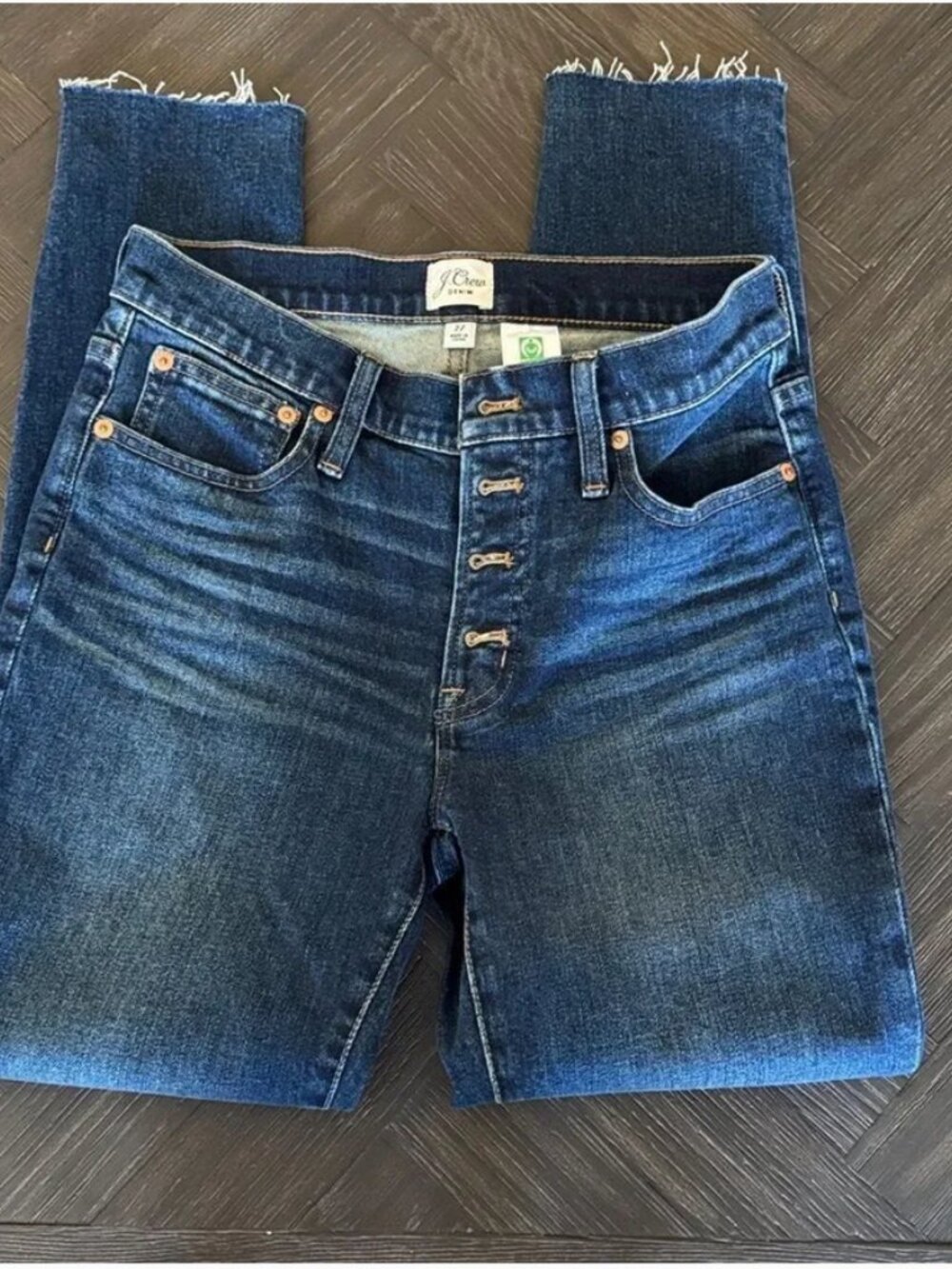 J.Crew Toothpick Skinny Jeans Womens 27 High Rise Button Fly Dark Wash Stretch - Picture 4 of 6